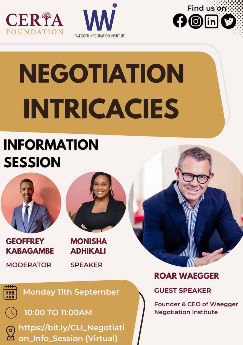 law_innovation_'s tweet photo. Join us for an exclusive information session on negotiation intricacies with the renowned expert, Roar Waegger!
Get ready to master the art of negotiation like never before! Don't miss this opportunity to learn from the best.
#NegotiationMasterclass #RoarWaegger #ExpertTalk https://t.co/jgkR7SaDJa