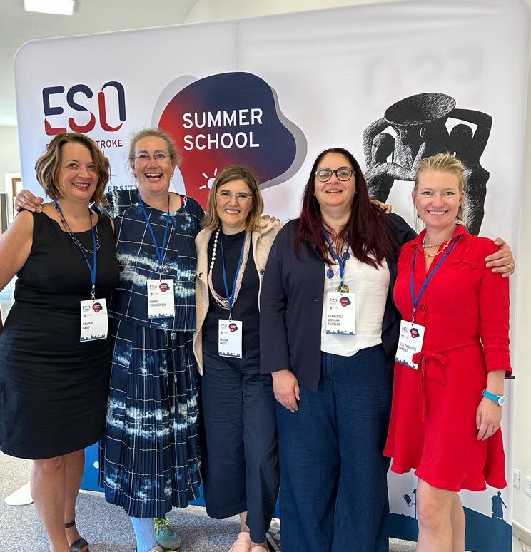 Leading ladies of #stroke reunited at @univaq #ESOSummerschool ✌🏼Feeling privileged to work with such a great group of #women. 

#WISE #womeninstroke @ECSandset @HanneKChr @caso_valeria @Simona_Sacco_ @ESOstroke #StrokeEducation