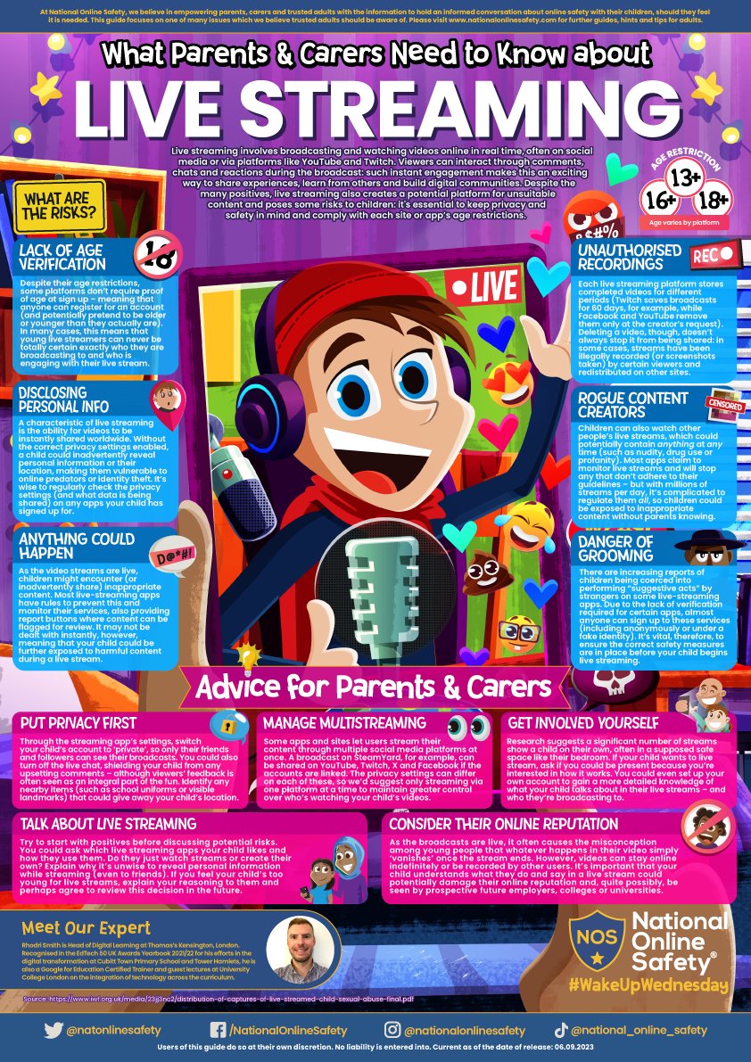 Has live streaming brought a flood of risks? 🎧💻 Many young people enjoy broadcasting on the internet in real time – but not knowing who might be watching is just one of the #OnlineSafety hazards, as our #WakeUpWednesday guide explains 🤔

Download &gt;&gt; bit.ly/3r1s5xp