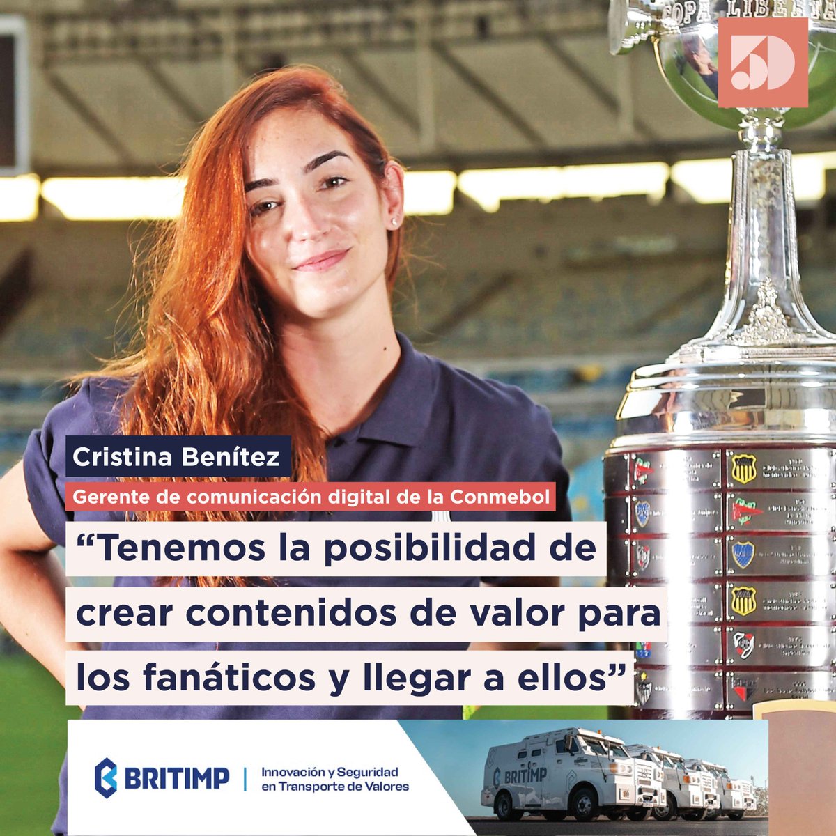 5DiasPy's tweet photo. 𝗘𝗫𝗣𝗘𝗥𝗜𝗘𝗡𝗖𝗜𝗔 ⚽ | El fútbol y la era digital se han fusionado para ofrecer una experiencia 360 a todos los fanáticos. Cristina Benítez está al mando de la gerencia de comunicación digital de la Conmebol, desde donde se deciden cuáles serán los objetivos a alcanzar. https://t.co/8c5Ps0MA1Q