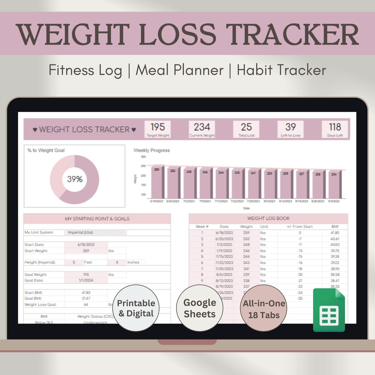SelfPlanable's tweet photo. 💪👀Weight Loss Spreadsheet Tracker
&amp; Fitness Tracker Journal

📝Track your Calories, Macros, Exercise, Progression, Measurements &amp; more

😍Fun &amp; Motivating Google Sheets with 18 tabs
Printable &amp; Digital Users

70% Off for a Limited Time for only $1.95

https://t.co/0PlEnyTHyj https://t.co/04Nf8gC9sq