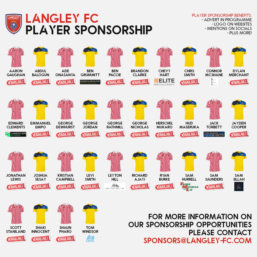 LangleyFC_'s tweet photo. Still a "few" Player & Manager Sponsorships available! 👀

📰 Programme Advertisements
🖥️ Website Logos
📲 Social Media Exposure
➕ PLUS MORE!!

Reach out to @ChrisSmith521 or email us at sponsors@langley-fc.com, for more information.

#LangleyFC #PlayerSponsorships #ManagementSponsorships #CommunityFirst