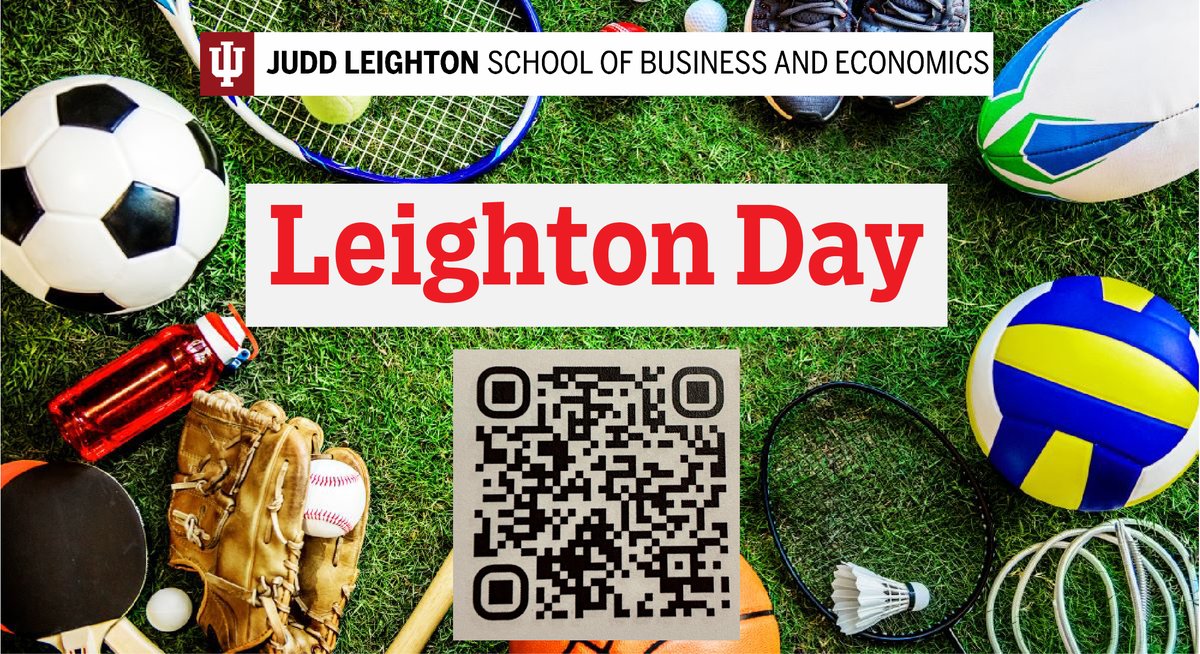 IUSB_Leighton's tweet photo. Business students are invited to participate in a friendly competition with professors &amp; staff in our "Leighton Day" program, Tue. Sept. 12, 11:30am- 1:30pm. Play badminton, croquet or soccer with your professors on the Green Lawn, by the SAC. Use the QR code below to RSVP. https://t.co/cHgI1IWVWc