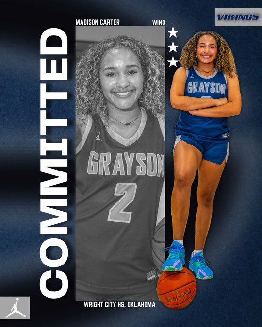 madisoncarter05's tweet photo. I am excited to announce my commitment to Grayson College!! Thank you to my family, coaches, and teammates for getting me where I am today! Most importantly, I want to give all the glory to God because without Him none of this would be possible! #GOVIKINGS 💙🩶 @GraysonWBB https://t.co/M9S6Uml31T