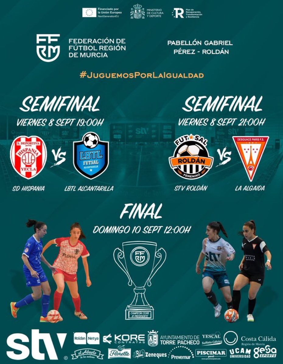 infozonafutsal's tweet photo. 🟣Temporada 2023/2024
🟣Mucho Fútbol Sala Femenino el fin de semana:

🏆Copa Presidente @ffrm_es

🟣Semifinales Viernes 08/09

⚔️ @sd_hispania / @LBTLFutsal
⏰ 19:00H

⚔️ @DesguaceParisFS / @RoldanFSF
⏰ 21:00H

🟣Final Domingo. 10/09
⚔️ Ganadoras de Semifinales
⏰ 12:00H https://t.co/yMFad6riLO