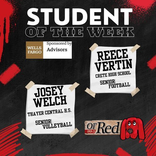 ThayerCentral's tweet photo. Congratulations to #TCTitans Senior Josey Welch for being named Ol' Red 99.5's Female Student of the Week! Well earned recognizition for her and the Titan Volleyball team! https://t.co/s2ncWptrm7