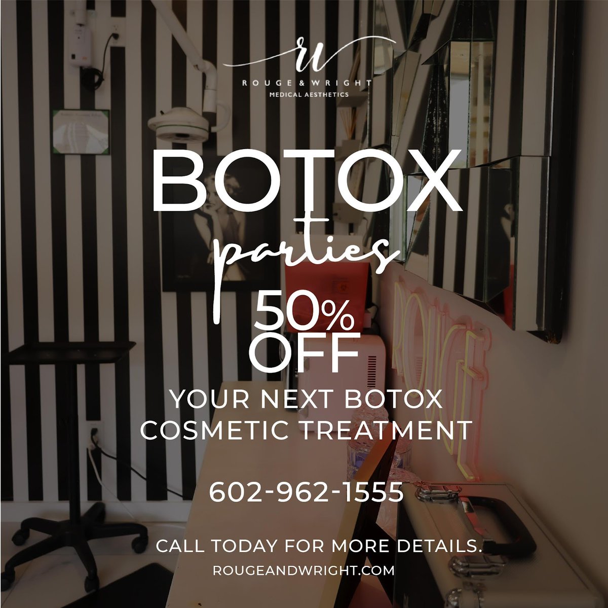 Rouge & Wright Medical Aesthetics (@rouge_wright) on Twitter photo BOTOX PARTIES
Botox Party Guidelines👇
〰 5 person minimum
〰 20 unit minimum per person
〰 $50 deposit per person
〰 $12 unit Botox
Contact us:
info@rougeandwright.com
(602) 469-8693
#botoxfiller #botoxserum #botoxday #serumbotox #botoxface #botoxfacial #botoxparty BOTOX PARTIES
Botox Party Guidelines👇
〰 5 person minimum
〰 20 unit minimum per person
〰 $50 deposit per person
〰 $12 unit Botox
Contact us:
info@rougeandwright.com
(602) 469-8693
#botoxfiller #botoxserum #botoxday #serumbotox #botoxface #botoxfacial #botoxparty