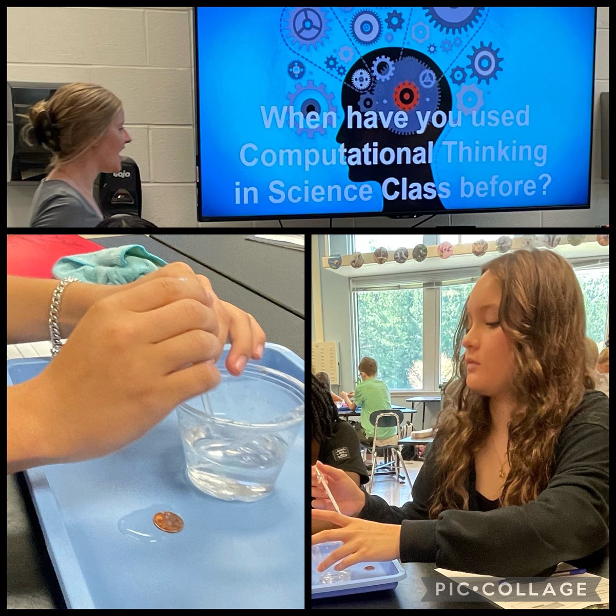 RCMSSachs's tweet image. 8th grade Science classes used #ComputationalThinking as they experimented with water drops on pennies yesterday @reedycreekms #LabReady #CTinScience