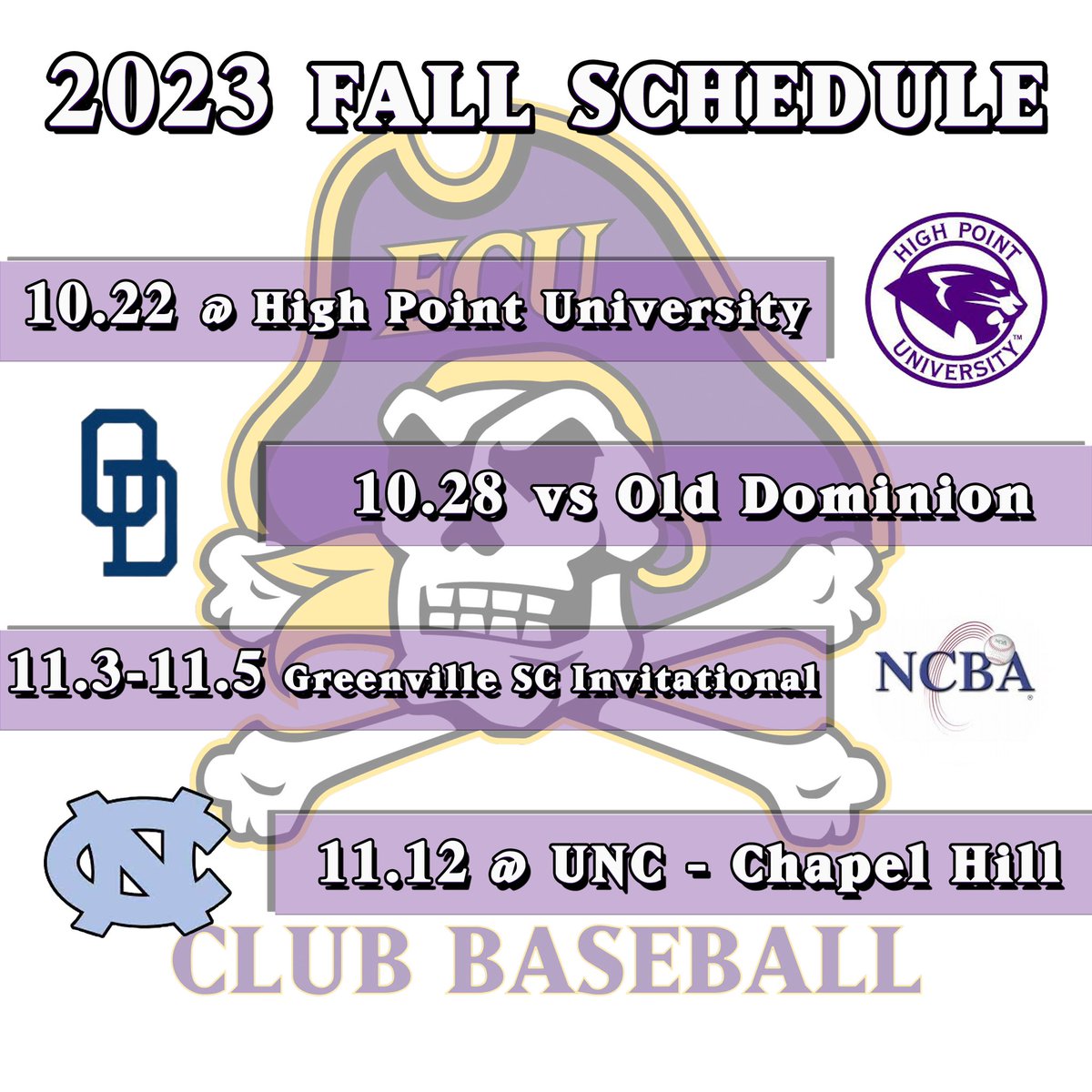 ECUClubBaseball's tweet image. Your Pirates Fall Schedule