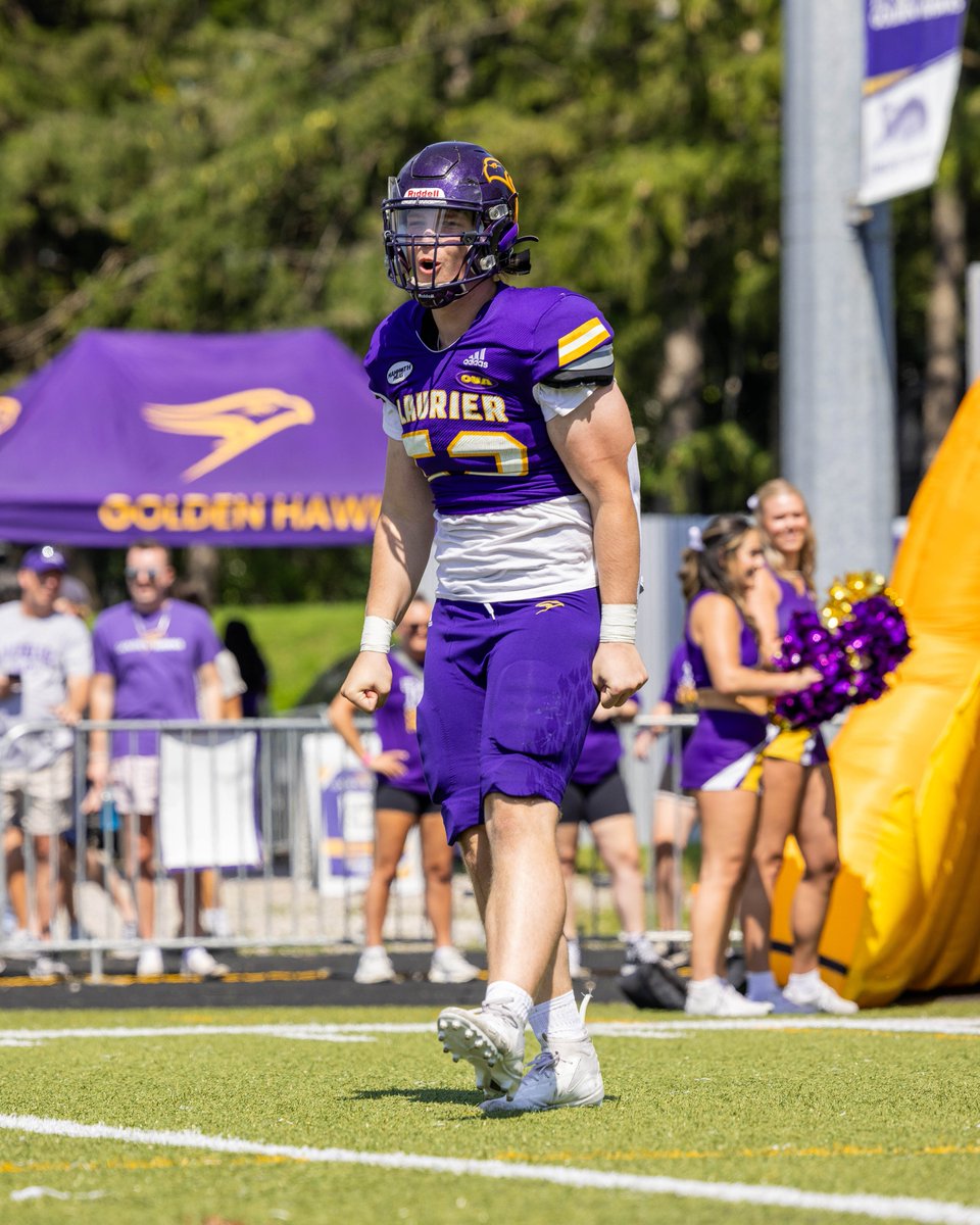 Takin' care of business. 💼 Freshman linebacker Ethan Gregorcic shone brightly in @LaurierFootball's win on Sunday and, as a result, has been named @CFPerspective's OUA Defensive Player of the Week for Week 2. 📰 Details: tinyurl.com/2xoao3ch #SoarAbove 📸: Hailey Tripodi