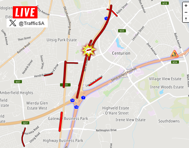 Centurion - N14 Highway:  #CRASH DELAYS - N1  <==> Jean Avenue