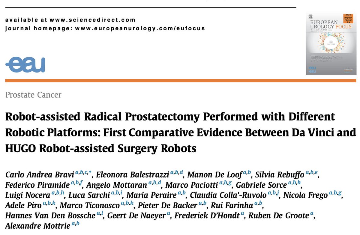 Carlo Andrea Bravi (@ca_bravi) on Twitter photo 😎 Pleased to share the first comparative evidence on RARP performed at <a href="/AalstOlv/">OLV Aalst Urology</a> with different 🤖systems (<a href="/Medtronic/">Medtronic</a> HUGO RAS vs. <a href="/IntuitiveSurg/">Intuitive</a> DaVinci), published on <a href="/EurUrolFocus/">Eur Urol Focus</a>
➡️ 50-days free access: lnkd.in/epkVq8Rg 😎 Pleased to share the first comparative evidence on RARP performed at <a href="/AalstOlv/">OLV Aalst Urology</a> with different 🤖systems (<a href="/Medtronic/">Medtronic</a> HUGO RAS vs. <a href="/IntuitiveSurg/">Intuitive</a> DaVinci), published on <a href="/EurUrolFocus/">Eur Urol Focus</a>
➡️ 50-days free access: lnkd.in/epkVq8Rg