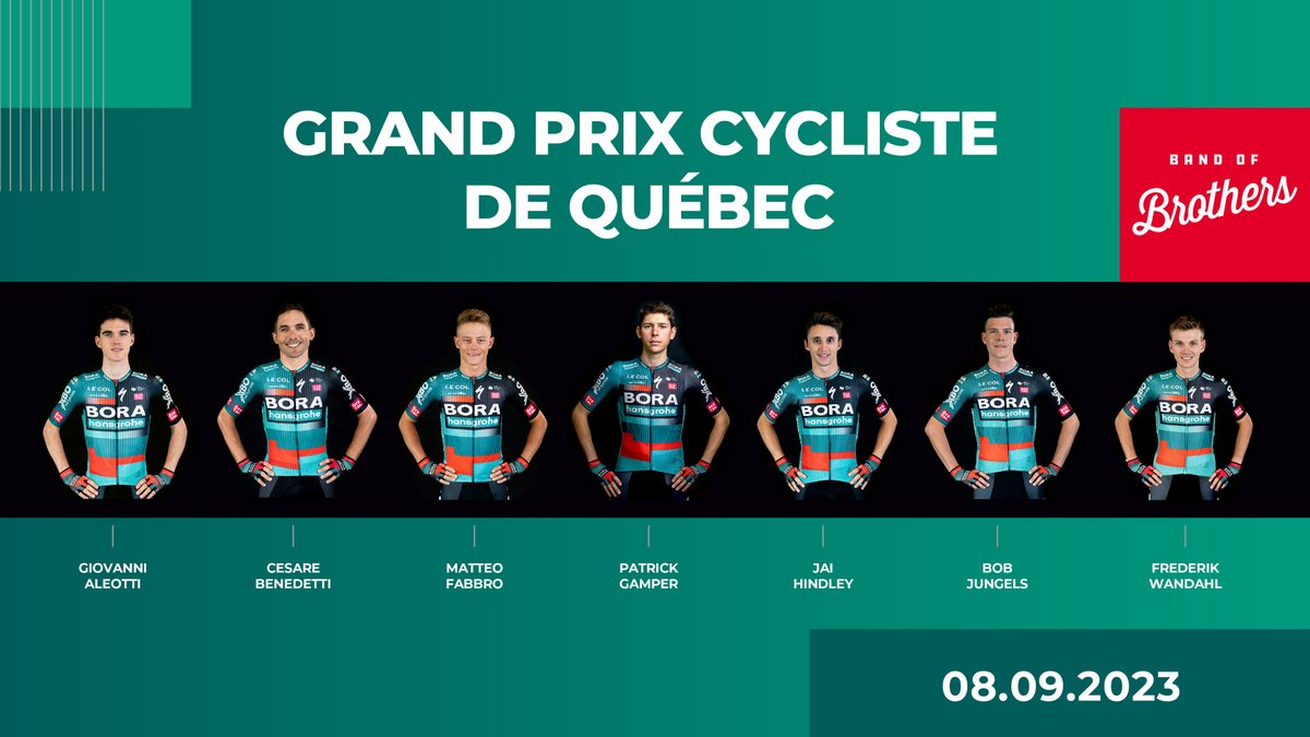🇨🇦 #GPCQM

Salut Québec!
The boys have arrived in Canada, enjoyed their Poutine 🇨🇦 🍟 and are ready for action on Friday <a href="/GPCQM/">GPCQM</a> 

Here’s our line-up:

👉🏼 Giovanni Aleotti
👉🏼 Cesare Benedetti
👉🏼 Matteo Fabbro 
👉🏼 Patrick Gamper
👉🏼 Jai Hindley
👉🏼 Bob Jungels
👉🏼 Frederik Wandahl