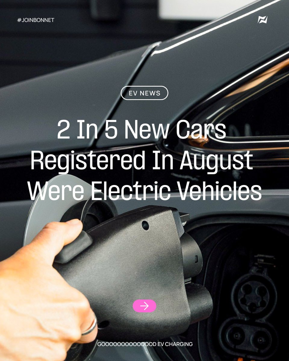 New figures from the SMMT show that 2 in 5 new cars registered in August 2023 were electric models, with full electric models taking up more than 20% of the market share 🤩 You can check out the full report here: ow.ly/MfMx50PIfZe