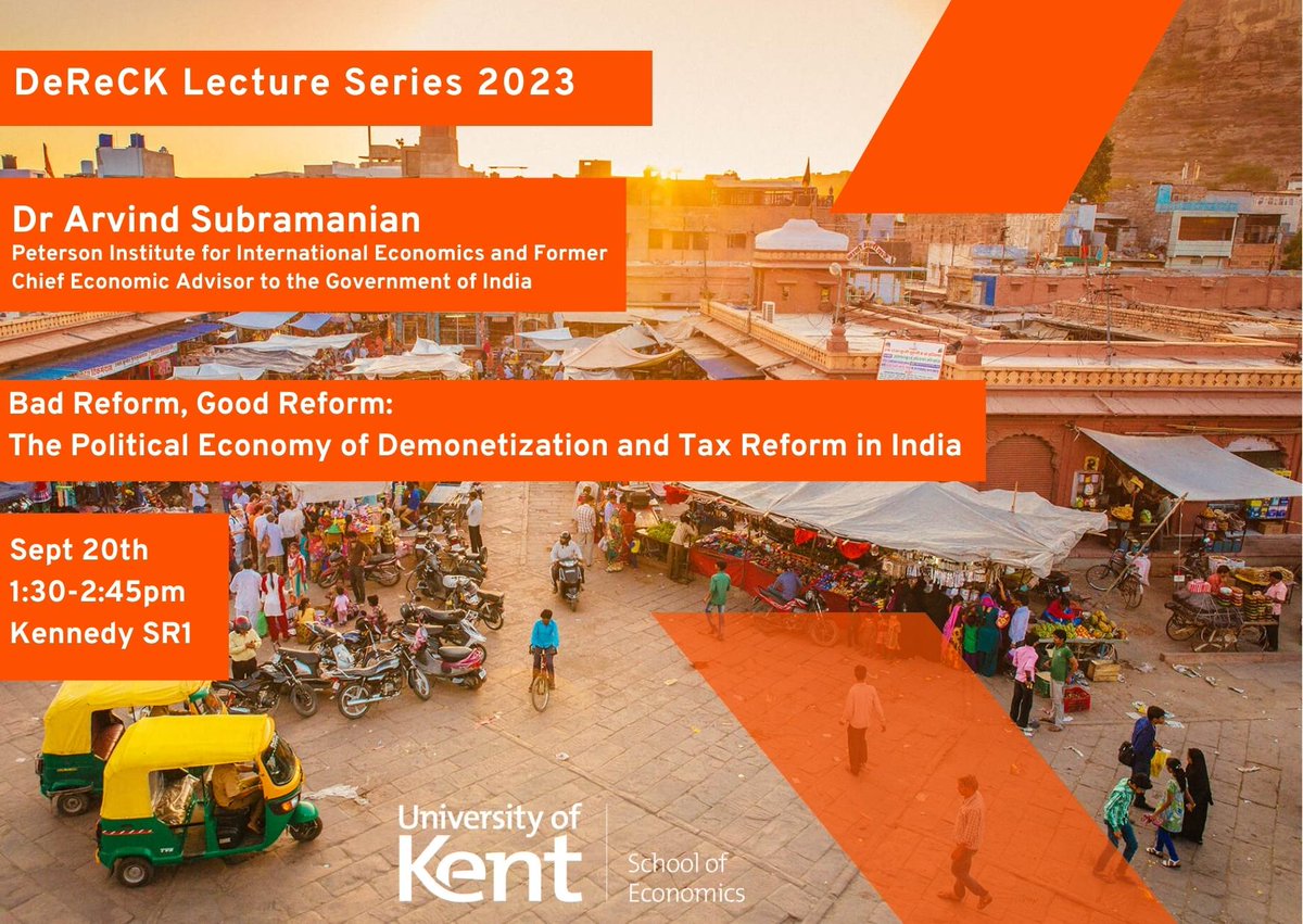 School of Economics (@econunikent) on Twitter photo We are delighted that <a href="/arvindsubraman/">Arvind Subramanian</a> will be here for our next <a href="/dereck_unikent/">Development Economics Research Centre, Kent</a> lecture series.
His talk will be a non-technical exploration, so we encourage our human and social science colleagues and students across <a href="/UniKent/">University of Kent</a> to join us for this great opportunity.
#India We are delighted that <a href="/arvindsubraman/">Arvind Subramanian</a> will be here for our next <a href="/dereck_unikent/">Development Economics Research Centre, Kent</a> lecture series.
His talk will be a non-technical exploration, so we encourage our human and social science colleagues and students across <a href="/UniKent/">University of Kent</a> to join us for this great opportunity.
#India