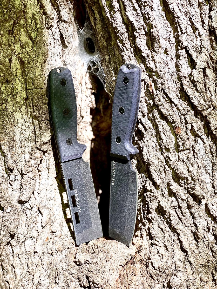 OntarioKnife's tweet photo. For fans of the original #RAT3, our #RAT3Gobar &amp; #RAT3Utility are great options for new blade styles with the reliability and feel of the RAT-3 handle! 👌🏽🔪🇺🇸🐀 Legacy. Adventure. Explore.
#ontarioknifecompany #ontarioknife #ontarioknives #ontarioknifeco #OKC1889  #hunting #camp https://t.co/tG8imhq5qS