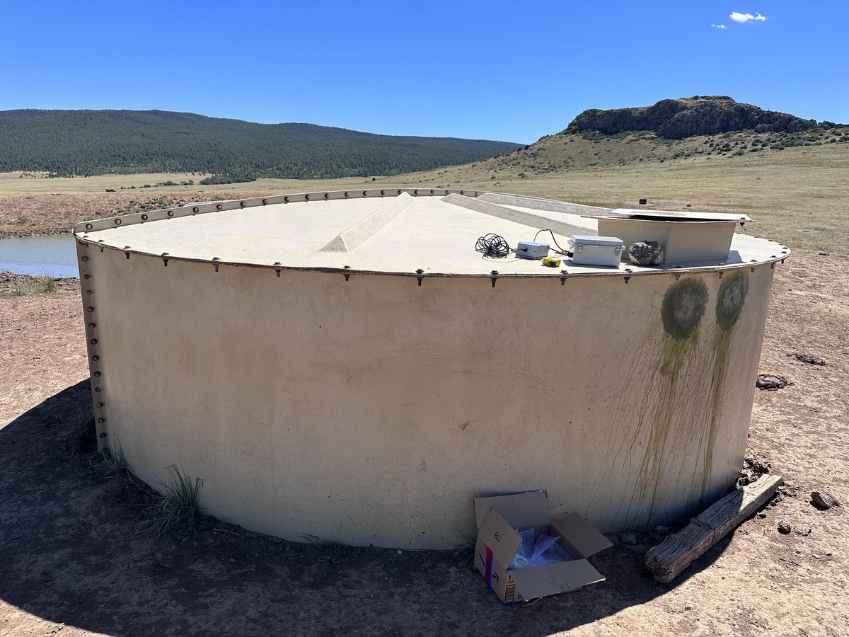 Testing our 1st water level sensor prototype built by <a href="/_donblair/">Don Blair</a> in various spots across the ranch. Next step is install it securely over storage. By end of year we'll have a free guide published to help you build/maintain your own. These run off satellite, no cell data required.