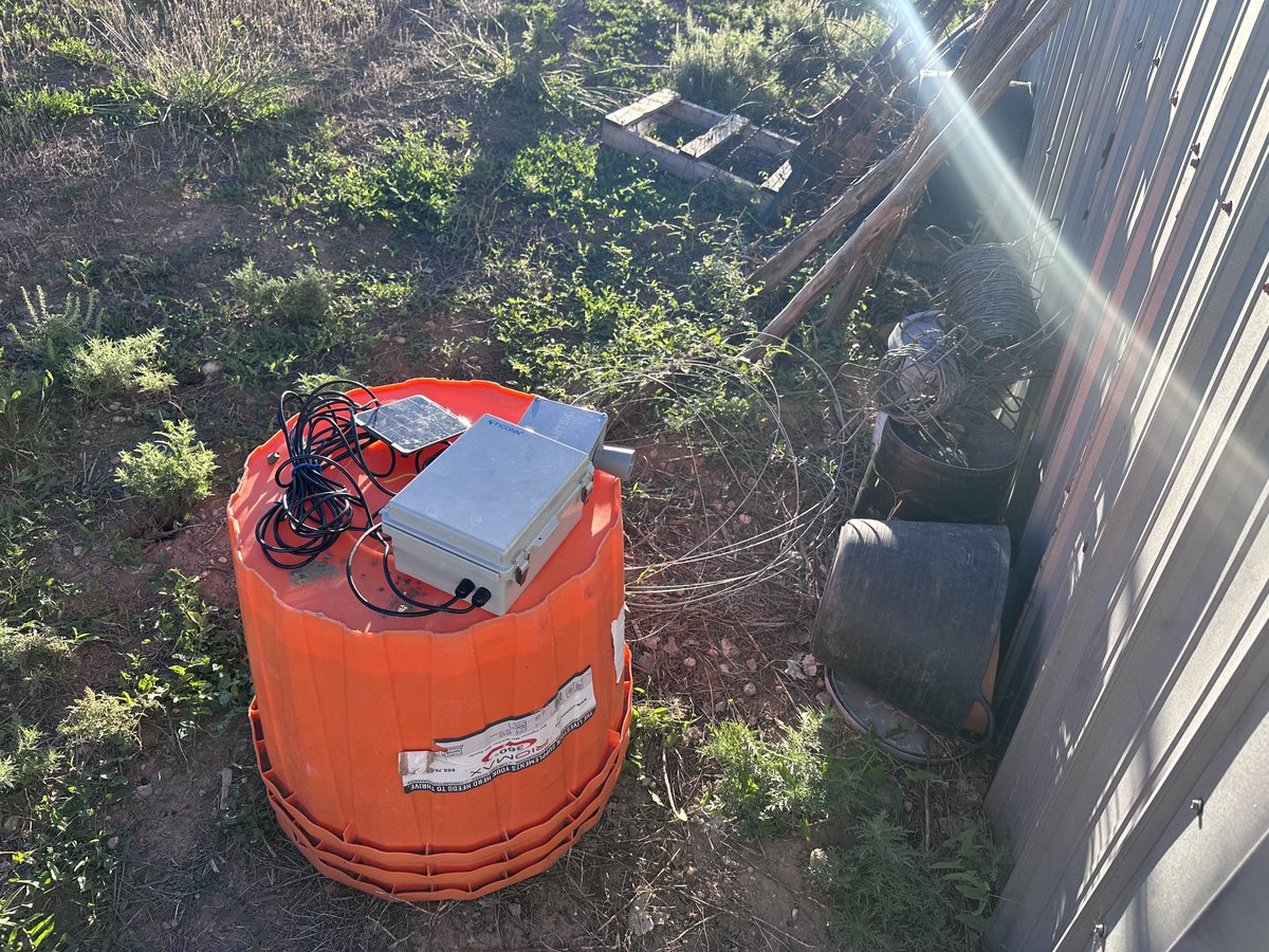 greenwoodae's tweet photo. Testing our 1st water level sensor prototype built by @_donblair in various spots across the ranch. Next step is install it securely over storage. By end of year we'll have a free guide published to help you build/maintain your own. These run off satellite, no cell data required. https://t.co/LcAqAbDlAK