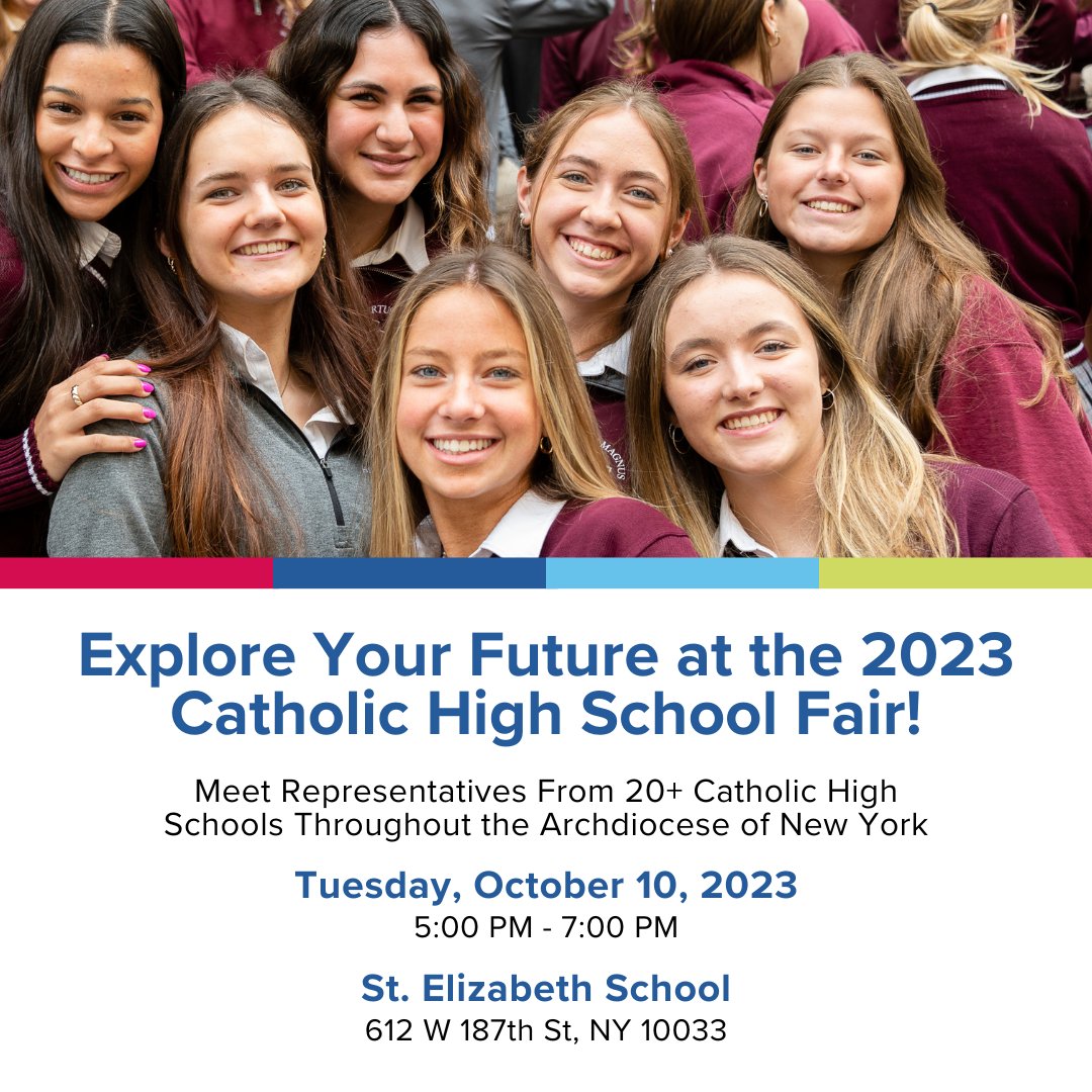 ArchNY_Schools's tweet photo. Explore your future at the 2023 Catholic High School Fair! Meet school representatives, discover academic excellence, and embrace faith-centered secondary education at the Archdiocese of New York. @NY_Arch @thegnewsroom #CatholicHS https://t.co/es74IZWPej