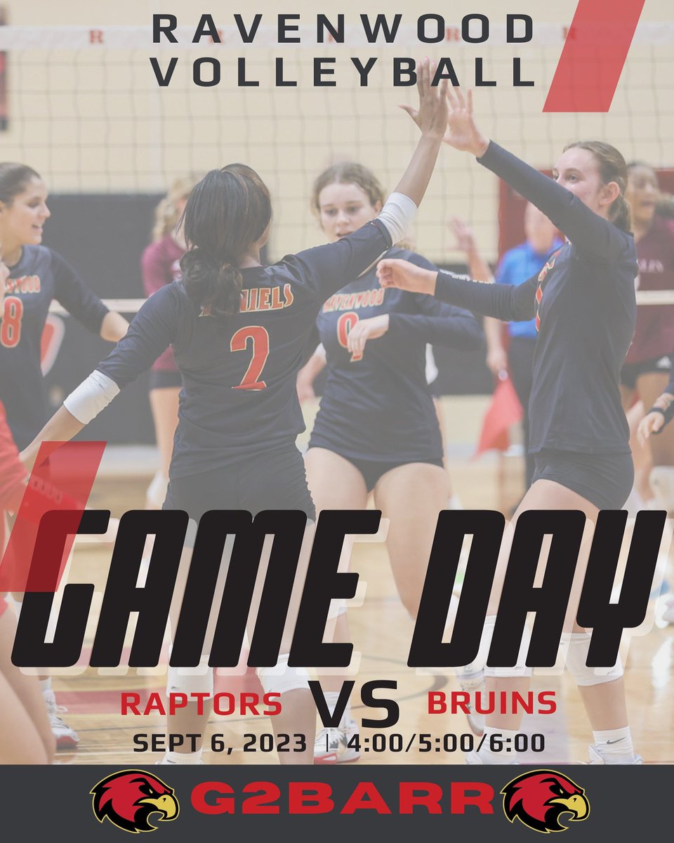 RaptorsVolley's tweet photo. Game day vs Brentwood.. See you there. #G2BARR 

🆚 ↠ Brentwood High School 
⏰ ↠ FR 4:00/JV 5:00/V 6:00
📍 ↠ Brentwood High School https://t.co/Ep9MlcWnmX
