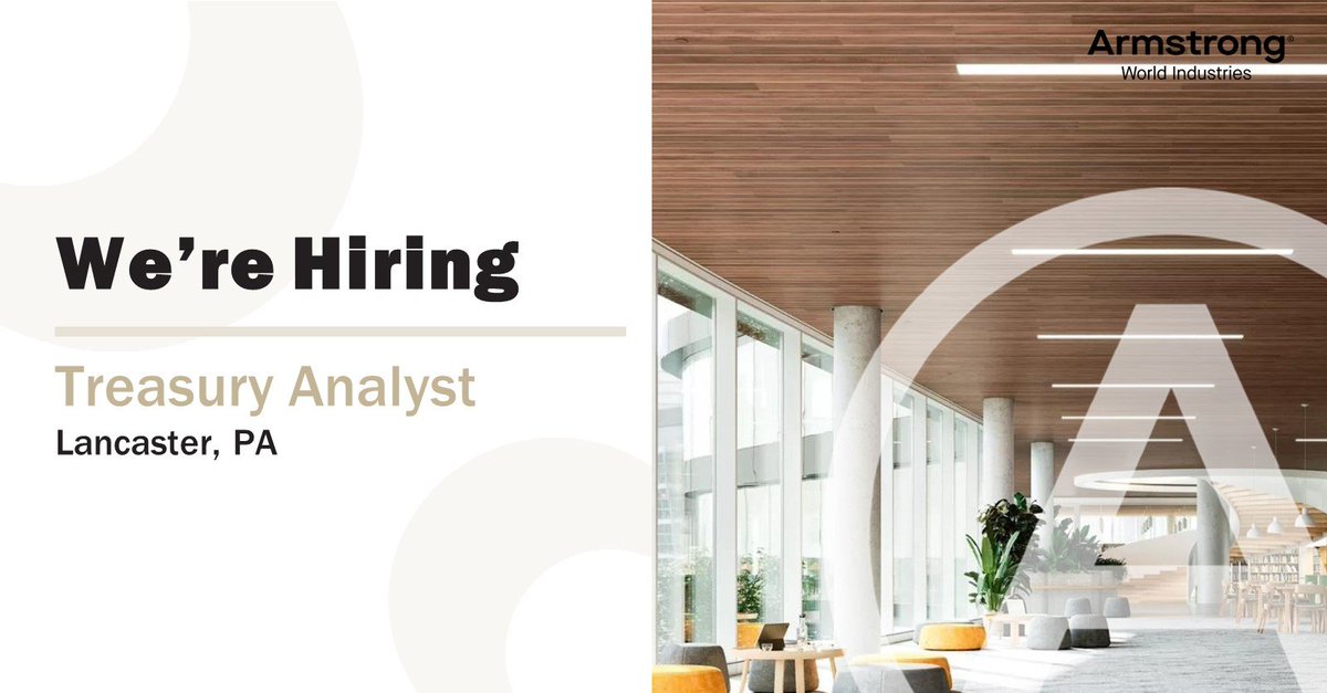 We are #hiring for a #TreasuryAnalyst in #Lancaster, PA. In this role, you will contribute to a broad range of Treasury and Insurance Risk management activities. If you have 5+ years of corporate treasury experience, we would love to speak to you bit.ly/3YXKx6z