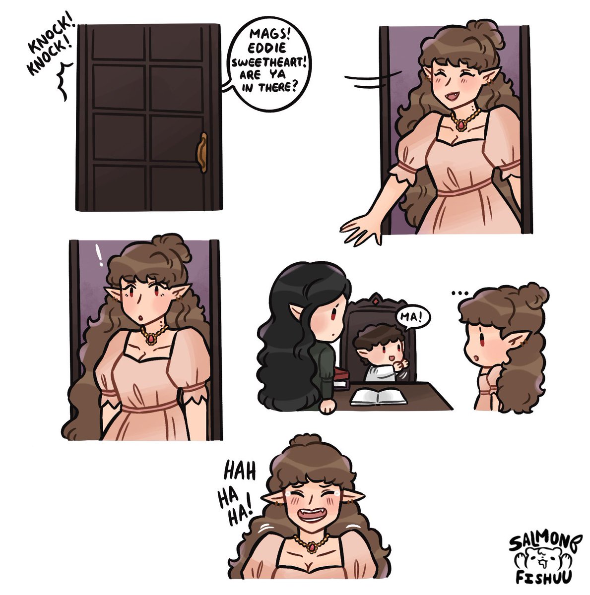 salmonblurb's tweet photo. Bite the Moon (Part 3) He’s just a lil guy! 
.
.
.
Check out my Patreon if you wanna support me in making this comic and also see early previews to the next parts!! Thank you for all the support! https://t.co/euNcaUScE2