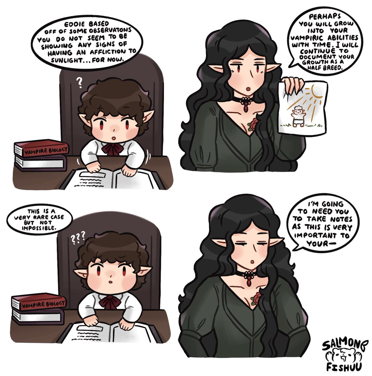 salmonblurb's tweet photo. Bite the Moon (Part 3) He’s just a lil guy! 
.
.
.
Check out my Patreon if you wanna support me in making this comic and also see early previews to the next parts!! Thank you for all the support! https://t.co/euNcaUScE2