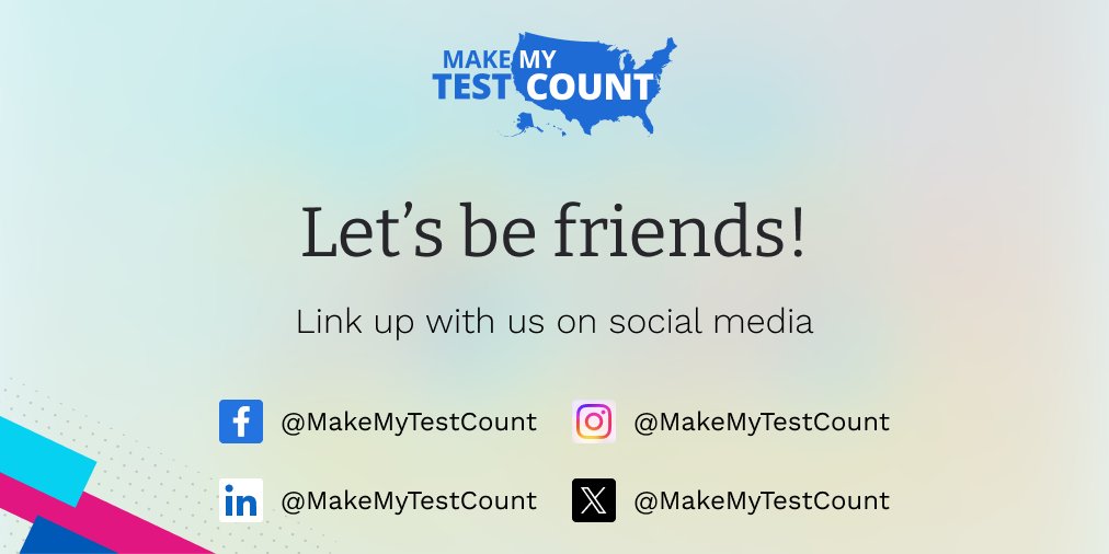 MakeMyTestCount's tweet photo. π Link up with #MakeMyTestCount π Follow/Like/Friend us at @MakeMyTestCount! https://t.co/U34YSGRa3m