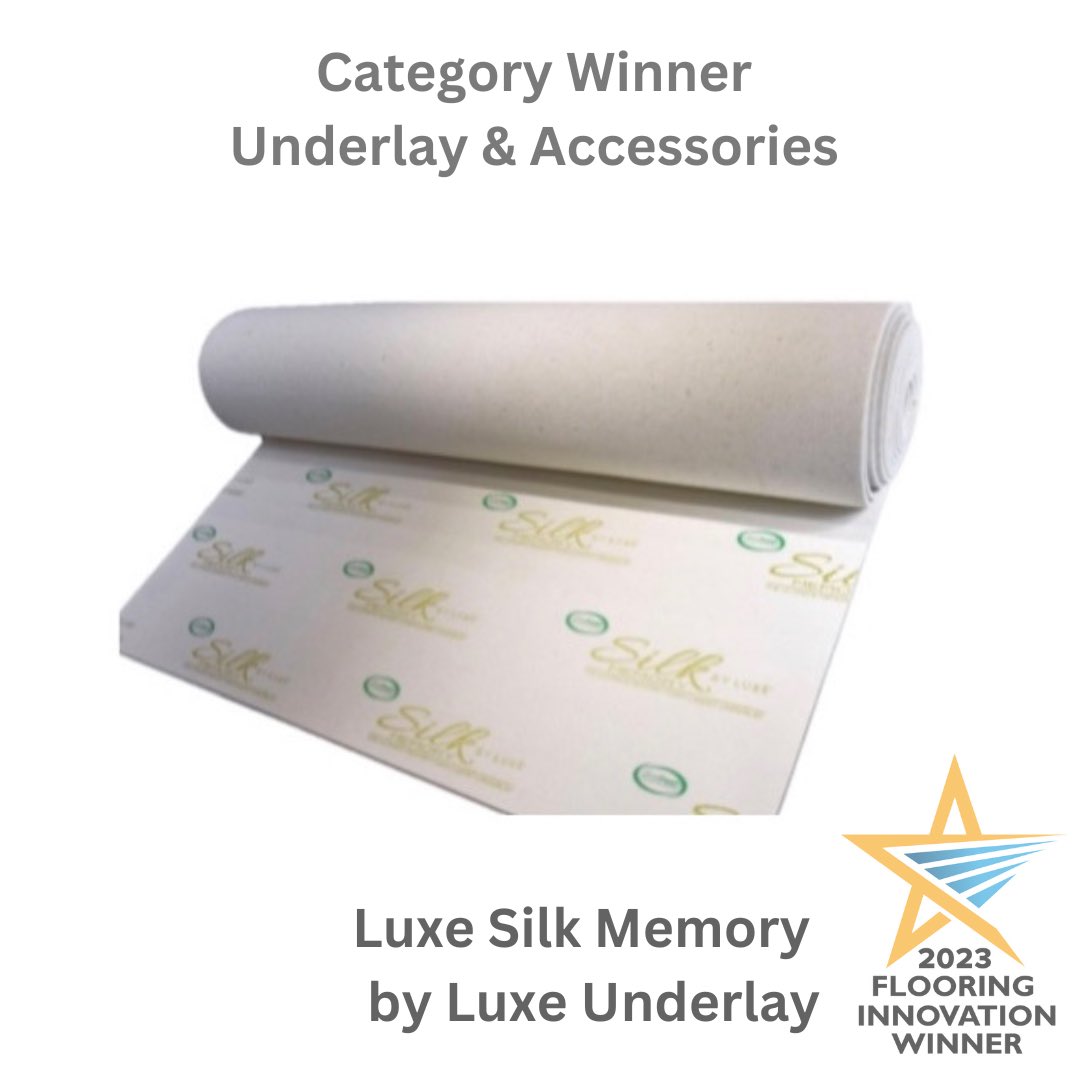 flooring_awards's tweet image. ✨Category Winner - Underlay &amp;amp; Accessories✨Luxe Silk Memory by Luxe Underlay - This 11mm 130kg #underlay is a premium hybrid memory foam underlay offering exceptional load bearing and stress dissipation properties. Great entry - congratulations!👏🍾👏.