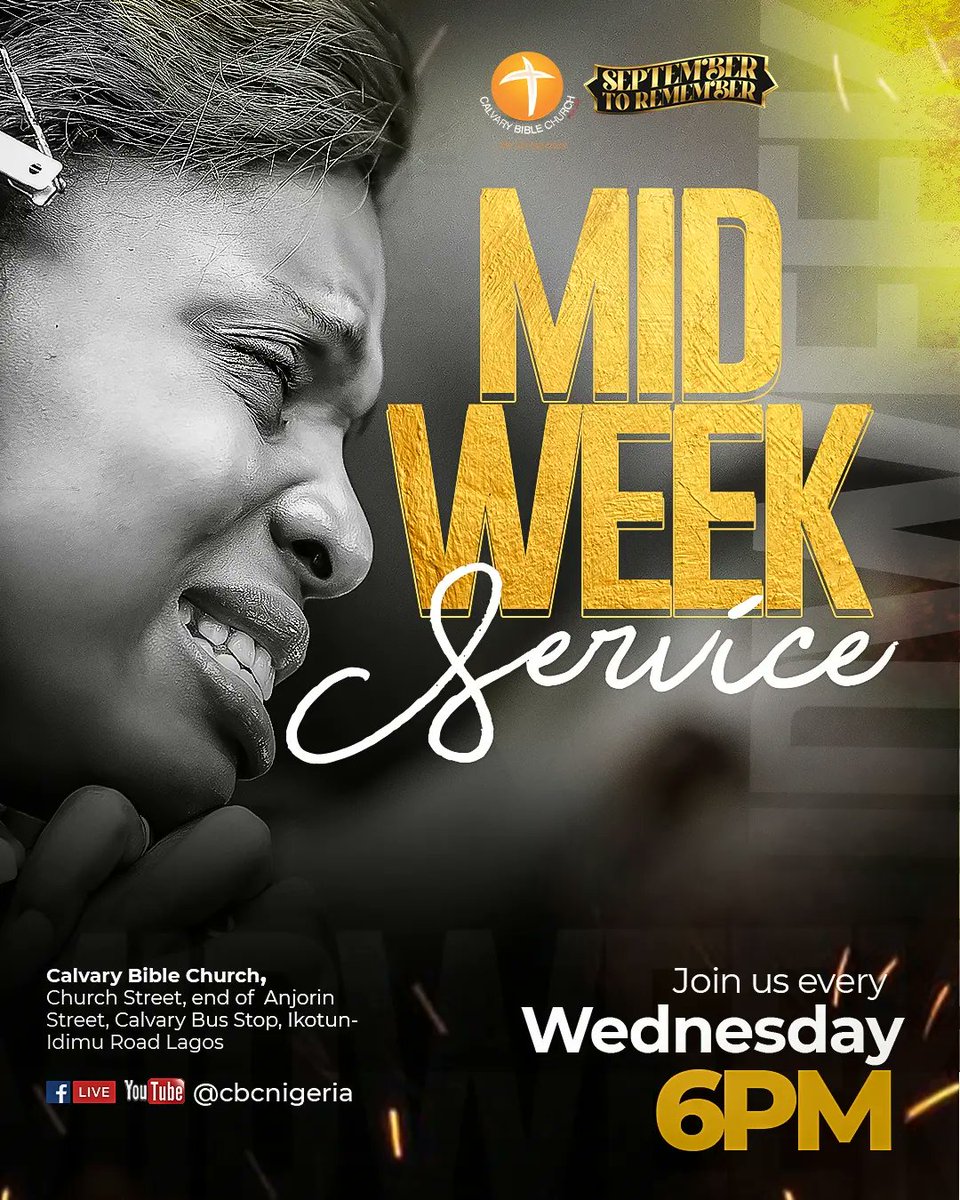 CBCNigeria's tweet photo. There is absolute power in God's Word and in it you have breakthrough.  Join our Midweek Service today at 6pm. 

You can join onsite or online @cbcnigeria. Tell your friends and don't miss it!

#Share
#CBCInvitesYou
#WednesdayService 
#CBCGlobal https://t.co/3tGNTT8VTY