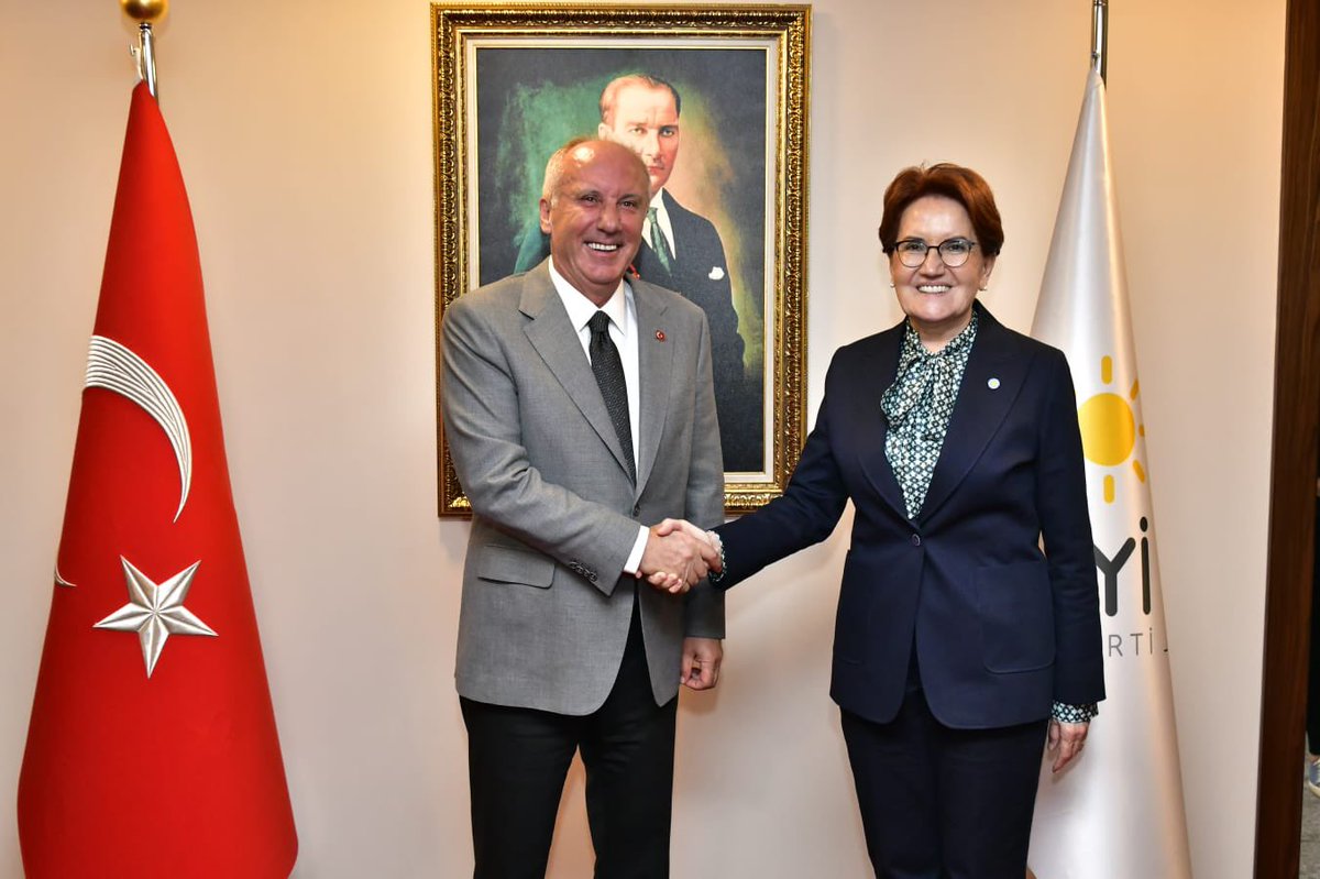 MemleketimParti's tweet photo. Genel Başkanımız Sayın Muharrem İnce, İYİ Parti Genel Başkanı Sayın Meral Akşener ile İYİ Parti Genel Merkezi'nde bir araya gelerek görüştü.  Misafirperverlikleri için kendilerine teşekkür ederiz. https://t.co/rSmvULHMRb