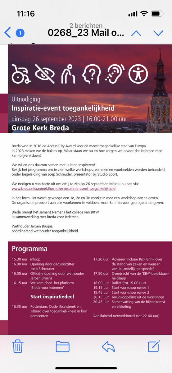 Aandacht voor #toegankelijkheid in <a href="/breda/">Gemeente Breda</a>  op naar een toegankelijke(re) gemeente in 2030!