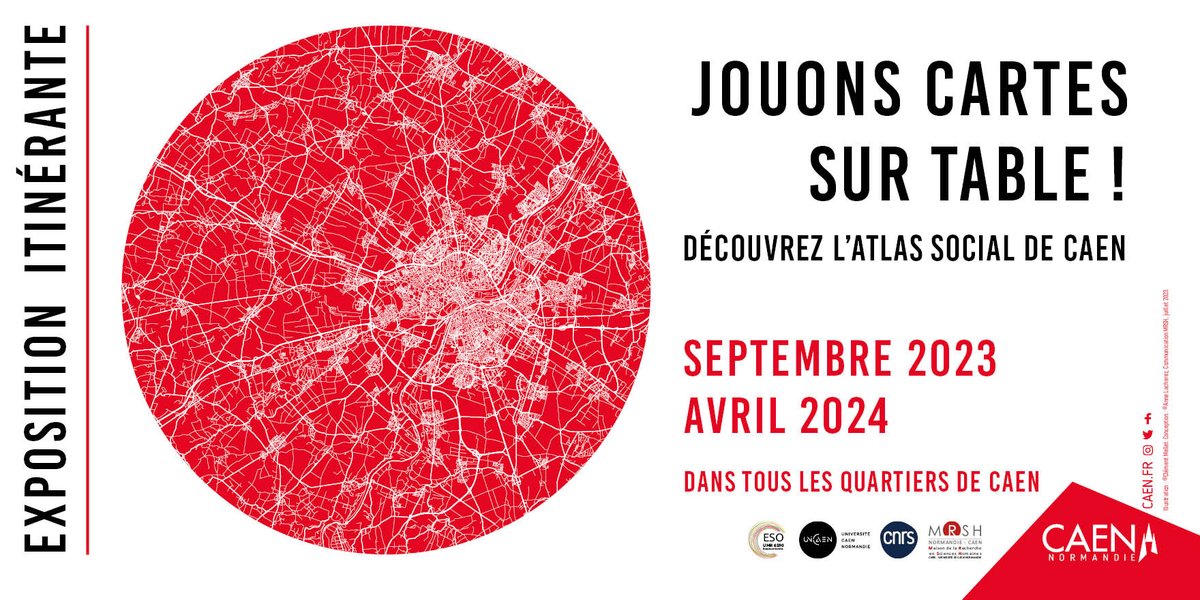 MrshCaen's tweet photo. #AtlasSocialCaen | "Jouons cartes sur table !" Découvrez l'Atlas social de Caen >> #exposition et #conférences. A partir du 6 sept. dans différents quartiers de la ville de #Caen - Un partenariat @umr_ESO @CaenOfficiel et #MrshCaen Toutes les infos : https://t.co/qantqyIbUB https://t.co/bmW1EBBrJR