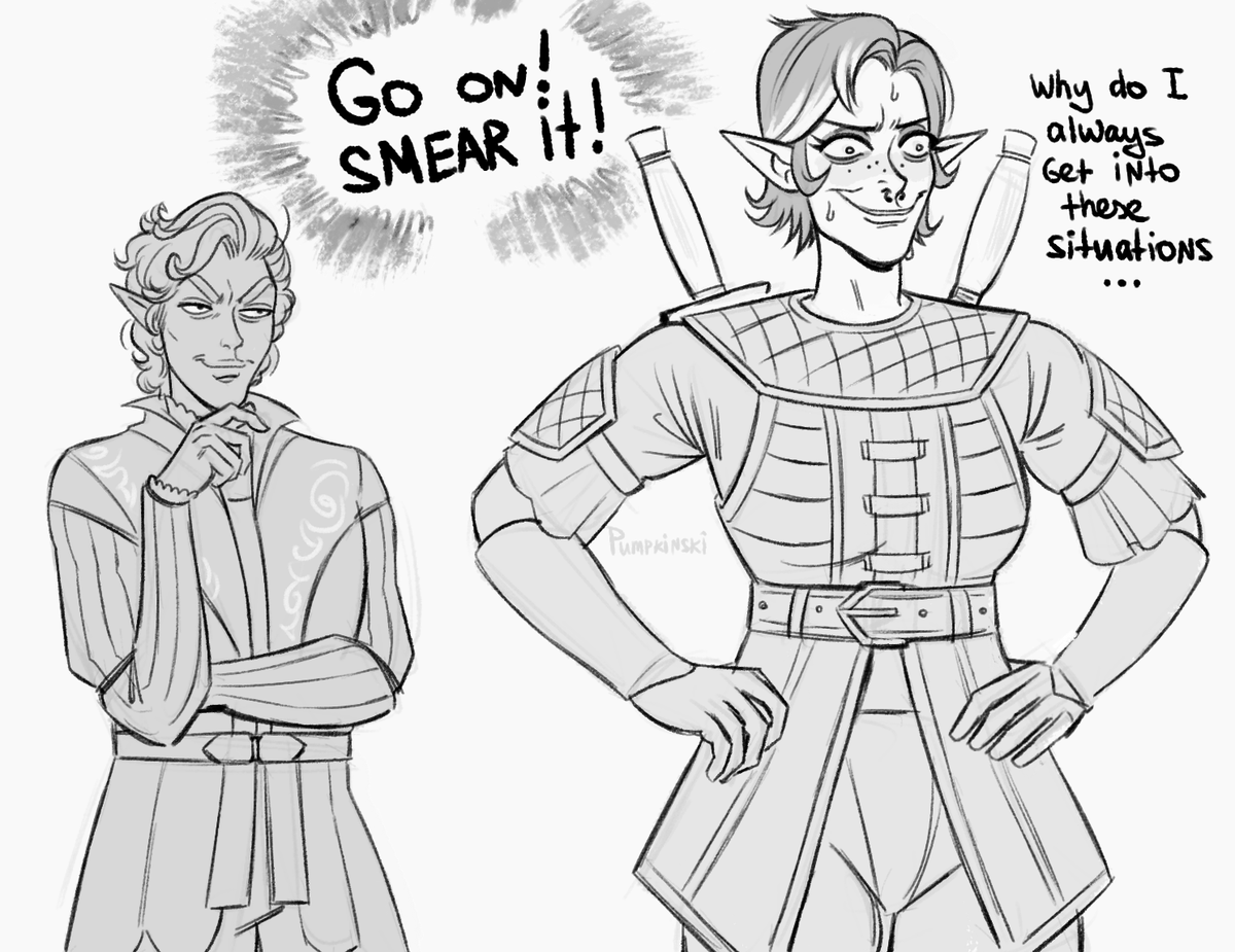 bigolpumpkins's tweet photo. Been trying a bit of BG3 to get rid of stress but apparently this game gives my character choice anxiety too #BaldersGate3 #baldursgate3fanart https://t.co/EOlhdWw2p3