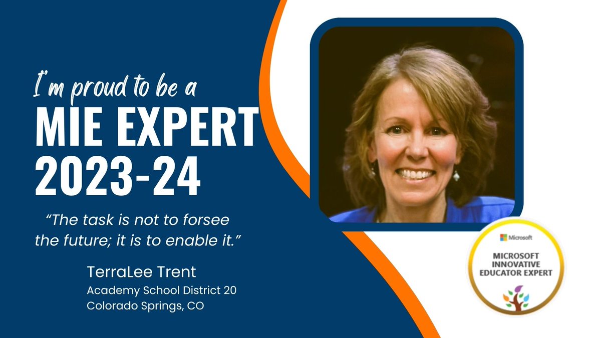 It is brilliant to be selected as an MIE Expert for 2023-2024 #MicrosoftEdu #MIEExpert."  So excited to work with this amazing group of educators.