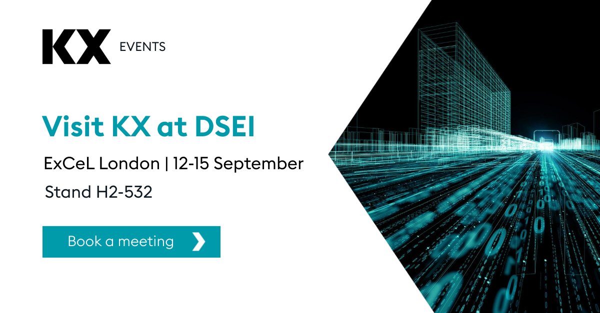 I have joined the team at KX &amp; learning how KX deliver #dataanalytics at the speed of relevance. #lawenforcement &amp; #defence will be interested in how KX can capture data, any location, in any format &amp; provide real-time continuous information to aid decision making. #DSEI23