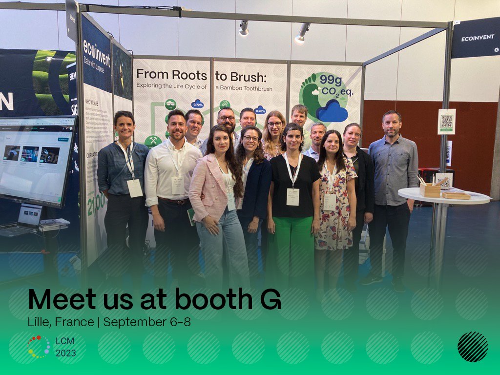 ecoinventcenter's tweet image. 👋 Meet our team at #LCM2023! You can find us at our exhibition booth (G) from September 6-8. Drop by and speak with our experts about the latest developments in #LCA data and how #LCM can be scaled to support our most urgent sustainability challenges. @lcm_conference #ecoinvent