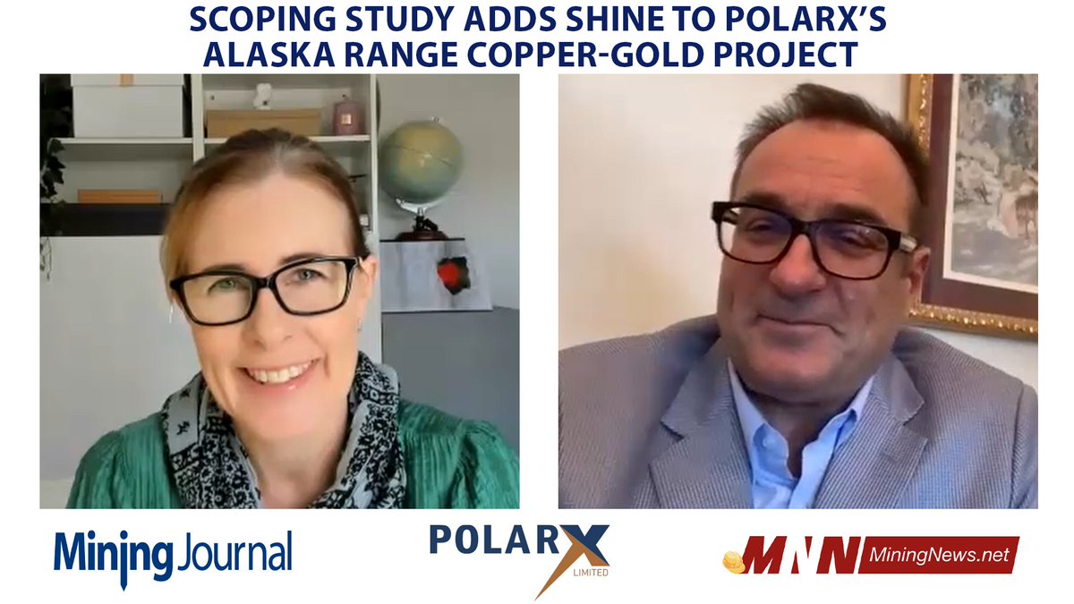 Mining Journal (@miningonline) on Twitter photo Mark Bojanjac, Executive chairman of <a href="/PolarXltd/">PolarX Limited</a> talks to Mining Journal about Polar X recently released scoping study for the Alaska Range copper-gold project
Watch the interview here: mining-journal.com/resourcestocks…
#PolarX #Miningfinance #Mininginvestment Mark Bojanjac, Executive chairman of <a href="/PolarXltd/">PolarX Limited</a> talks to Mining Journal about Polar X recently released scoping study for the Alaska Range copper-gold project
Watch the interview here: mining-journal.com/resourcestocks…
#PolarX #Miningfinance #Mininginvestment