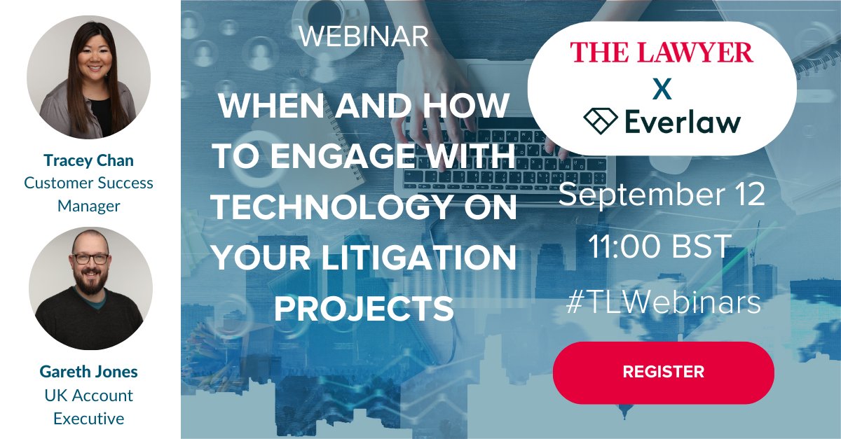Our webinar with <a href="/everlaw/">Everlaw</a>  is just one week away! Register here to sign up, and learn about how technology can help you on your litigation projects! workcast.com/register?cpak=…