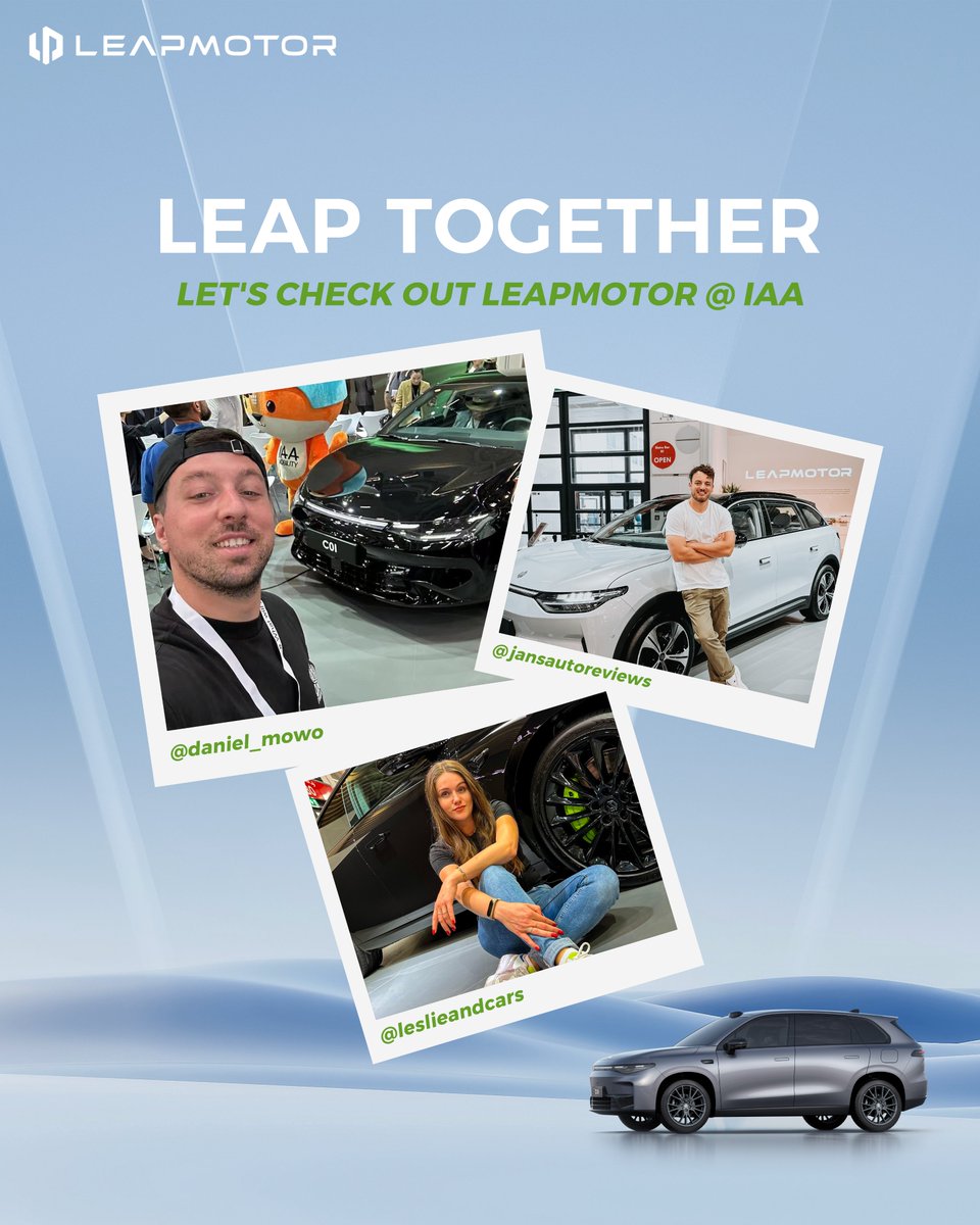 Leapmotorglobal's tweet image. Our 3 lucky winners paid visits to our stand at IAA Mobility 2023, check out their pictures they took with us. Please come and visit us at B1 Hall B10 Stand, we are still here and waiting for you to come!
en.leapmotor.com/home
#Leapmotor #LeapTogether #NewModel #C10 #IAA2023