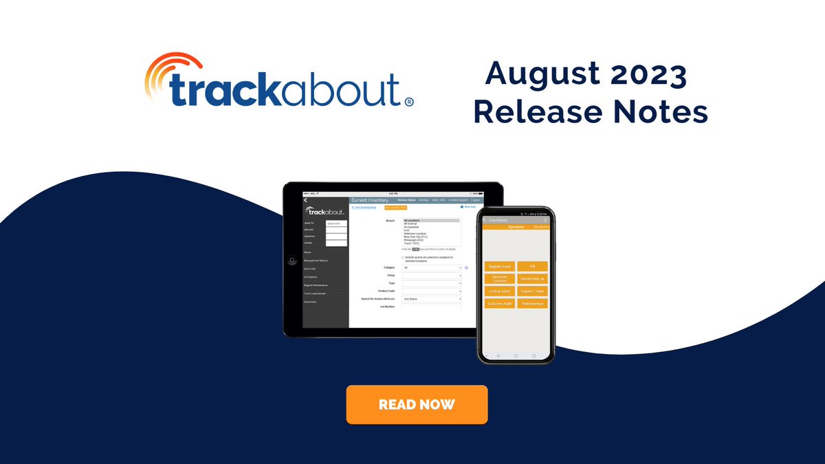 Trackabout's tweet image. Our team has some updates to share with you! TrackAbout's latest software release brings updates to TrackAbout Web, TrackAbout Mobile 7 enhancements and device requirements. Get the full release notes here:
hubs.ly/Q0219BKD0 #trackwithtransparency