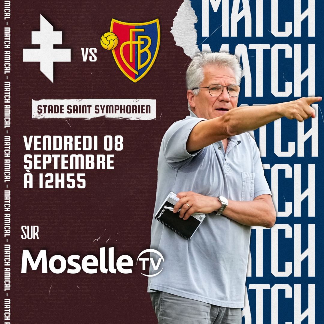 ⚽️ Il n'y a pas de trêve au #FCMetz ! Les joueurs de Laszlo Bölöni vont profiter de l'interruption de la #Ligue1 (🫥) pour se livrer à un match amical face au @FCBasel1893. Une rencontre à vivre en direct sur Moselle TV vendredi dès 12h55, avec les commentaires d'@_EmericG.