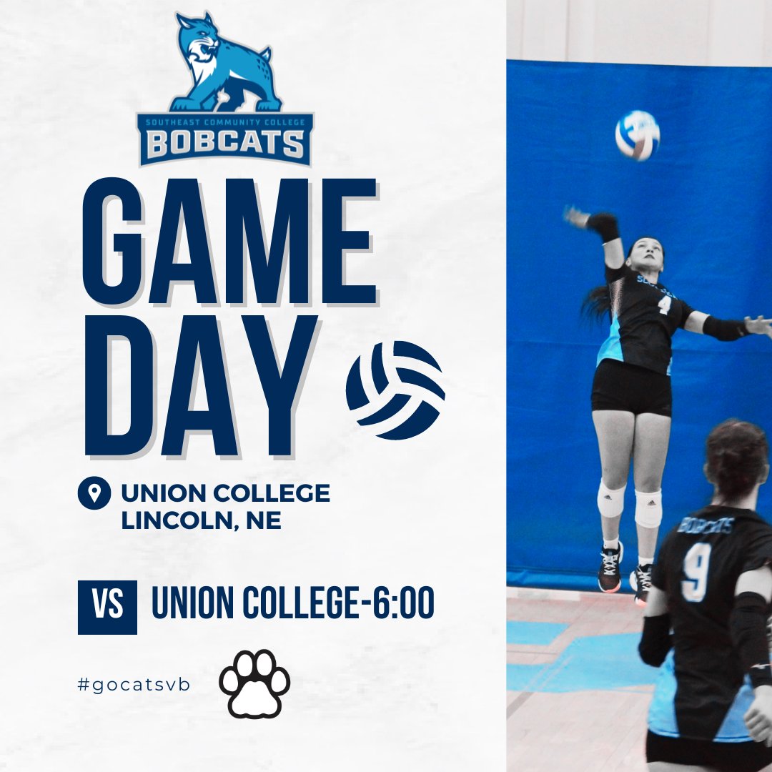 SCCBobcatVB's tweet photo. It's GAME DAY today!! The Bobcats head up to Lincoln today to take on Union College at 6:00. #gobobcats #SCCNeb #gobobcatvb🐾🏐 https://t.co/FciDNyTz5b
