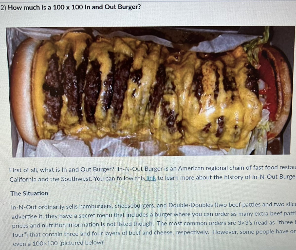 Today is one of my favorite lessons of the year. How much is a 100 x100 burger from In and Out Burger? An oldie but a goodie. The kids work so hard to figure this out. #math #middleschoolmath #repmo #repmoproud #rmsrocks