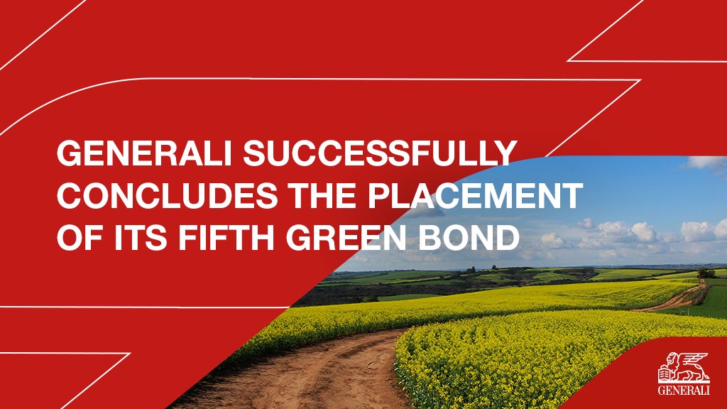 GENERALI's tweet photo. The successful placement of our fifth #greenbond marks another step in Generali’s #sustainability journey. The transaction will allow us to finance green projects, in line with our commitment to sustainability.
https://t.co/Xk3sF2iVPY
#LifetimePartner24 #Generali4Sustainability https://t.co/JgRY5brWv1