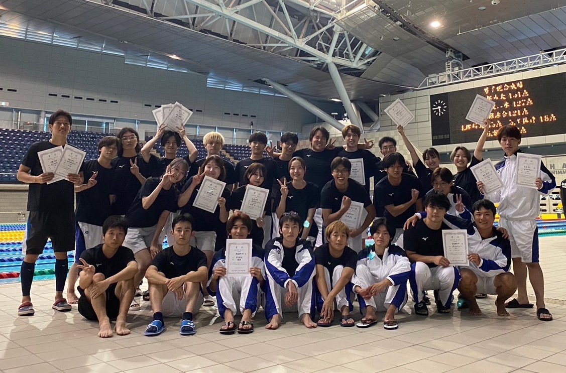 9/5 泳光戦お疲れ様でした！！
男子総合優勝🏆そして新しい主将にかわり部活全体で新体制になります✨
一先輩として影ながら応援しています📣頑張れ‼️💪