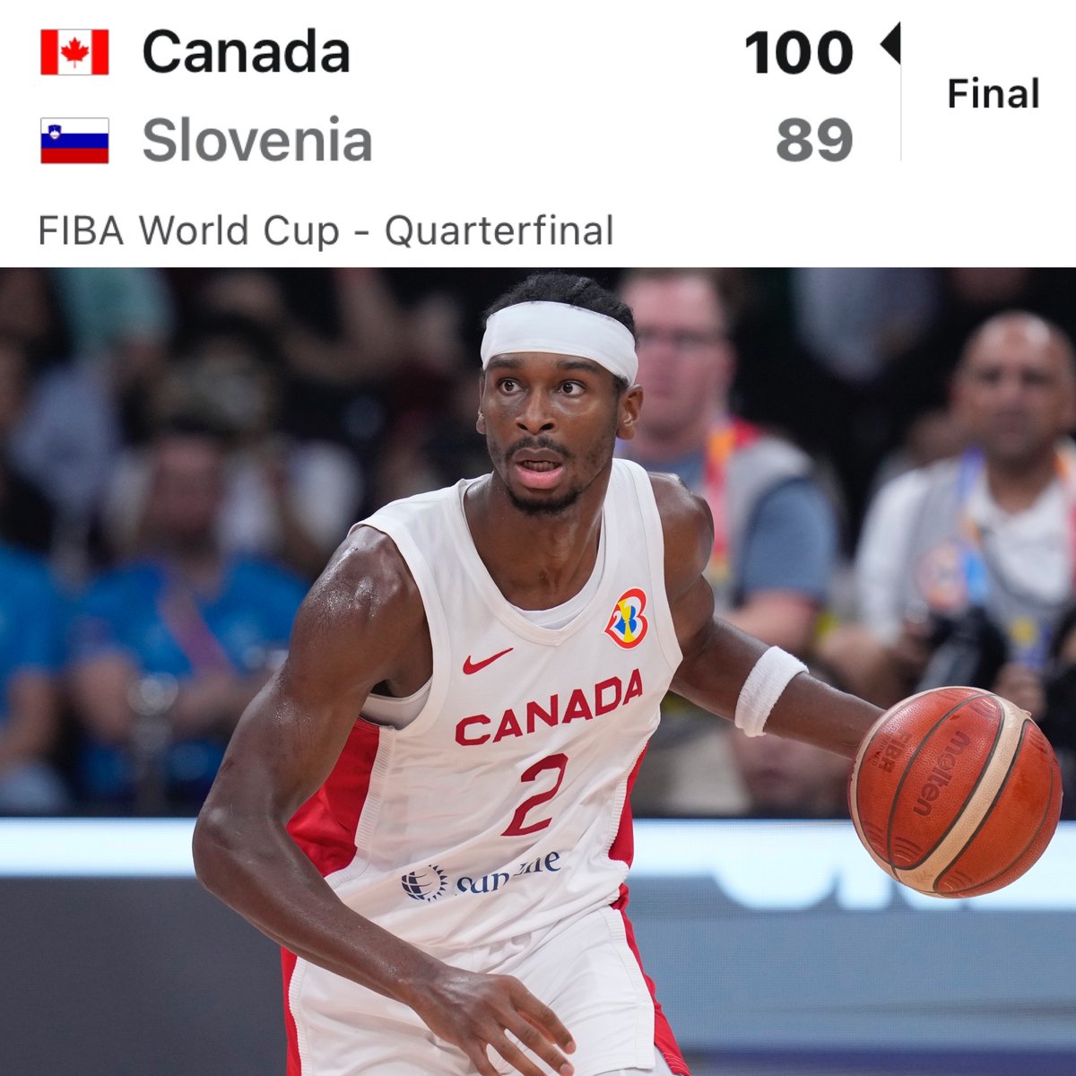 SGA and Canada (+550) are moving on to the Semifinals￼ 🇨🇦