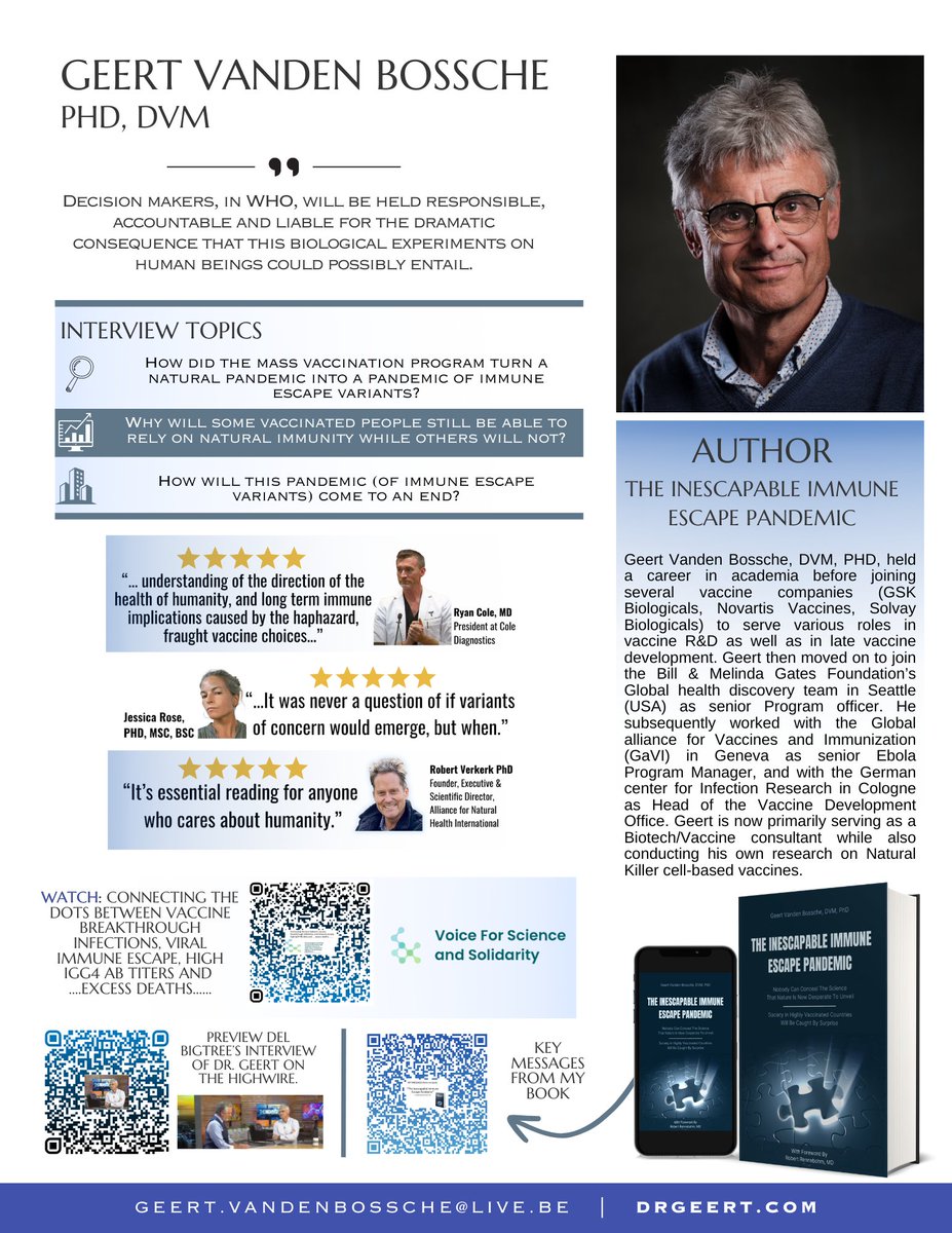 GVDBossche's tweet photo. Hi all, please download and share this info sheet, where you can scan the codes for three informative links, including a clip from my recent discussion with Dr. Peter McCullough and Del Bigtree.

#covid19 #sarscov2 https://t.co/1enx0lX4Ye