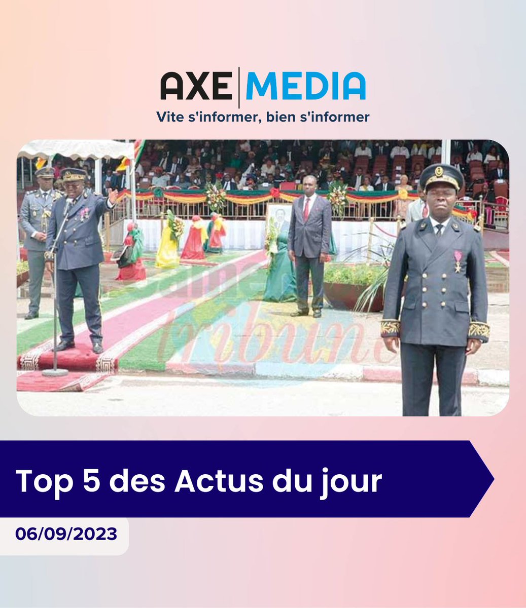 axemedia2023's tweet photo. En une minute, votre résumé de l'actualité du jour 🚨

#axemedia #minersi #agronomie #criseanglophone #rentréescolaire #oaci #fondsnationaldesolidarité #filetssociaux #wouri https://t.co/Uac5uykN0M