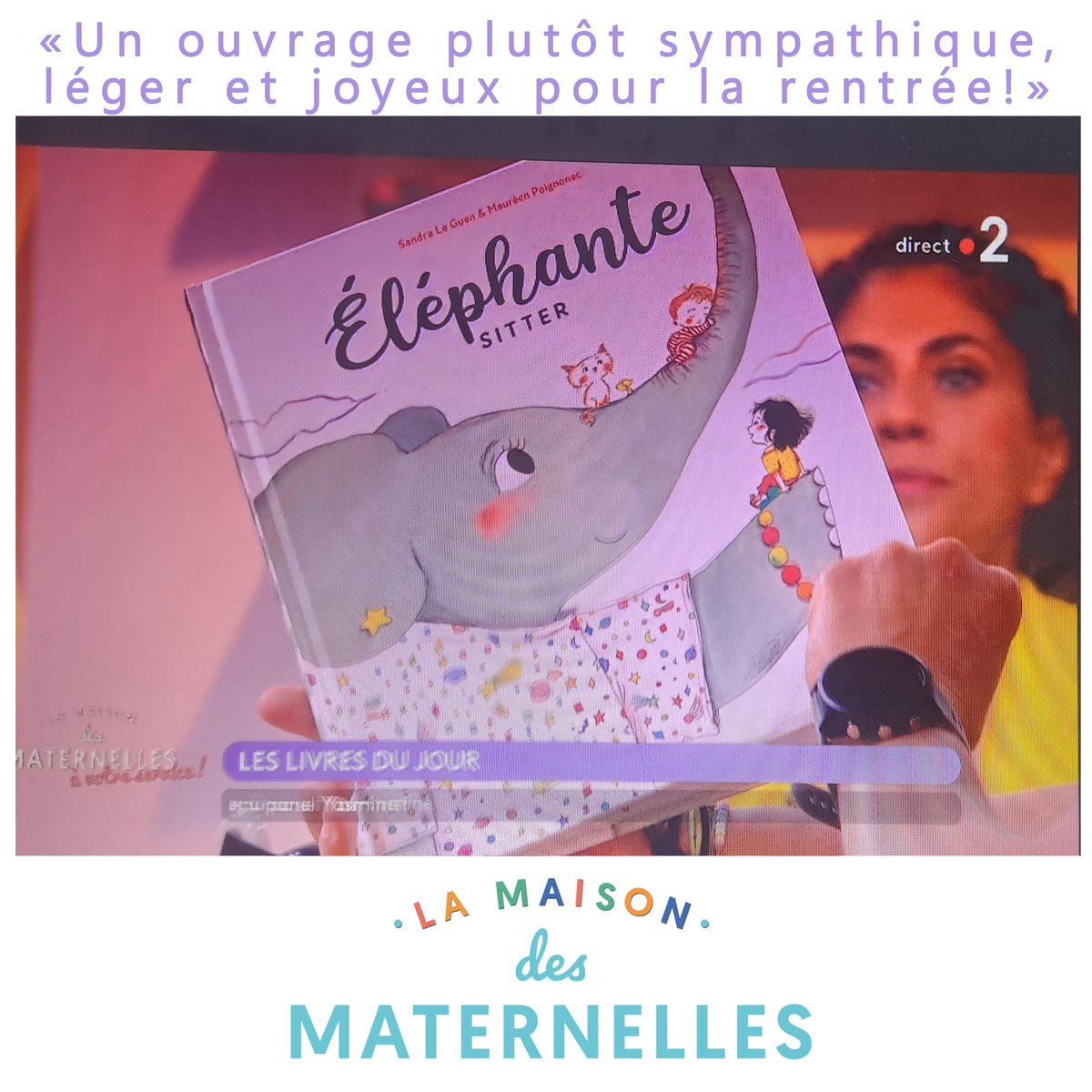 Drawoua's tweet image. Avez-vous vu passer une Eléphante, ce matin, à la télé ? Merci @mamanstestent  pour ce petit focus sur Eléphante-Sitter dans @lmdmF2  sur @Francetele  * Emission du 6 septembre à 29 minutes #albumjeunesse #babysitter #babysitting #rentree2023 france.tv/france-2/la-ma…